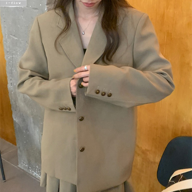 릴러 금장버튼 오버핏 하프 블레이져 자켓 2col 봄 가을 카라 박시 루즈핏 제이플로우 이미지 8