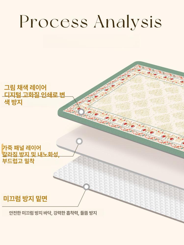 거실 테이블 매트 덮개 티비다이 패션 모던 린넨 꽃무늬 파스텔 방수 - 상세 이미지 4