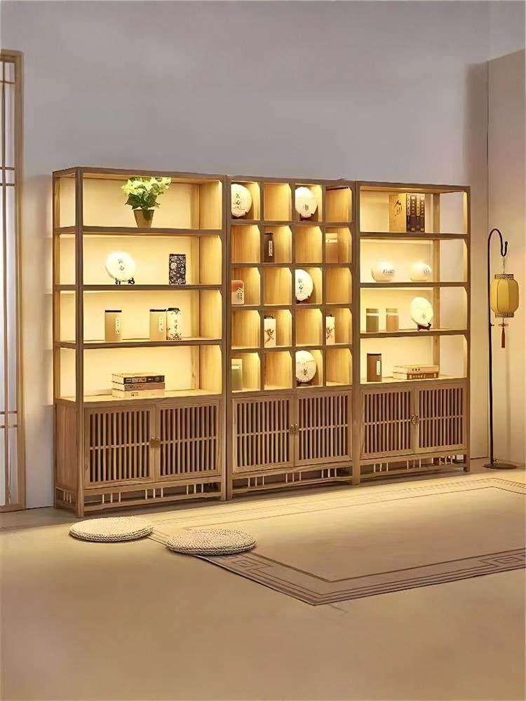 술장식장 와인 차 위스키장 조명이 다실 수납장 북유럽풍 조명 없는 고급 3종 세트 - 상세 이미지 2