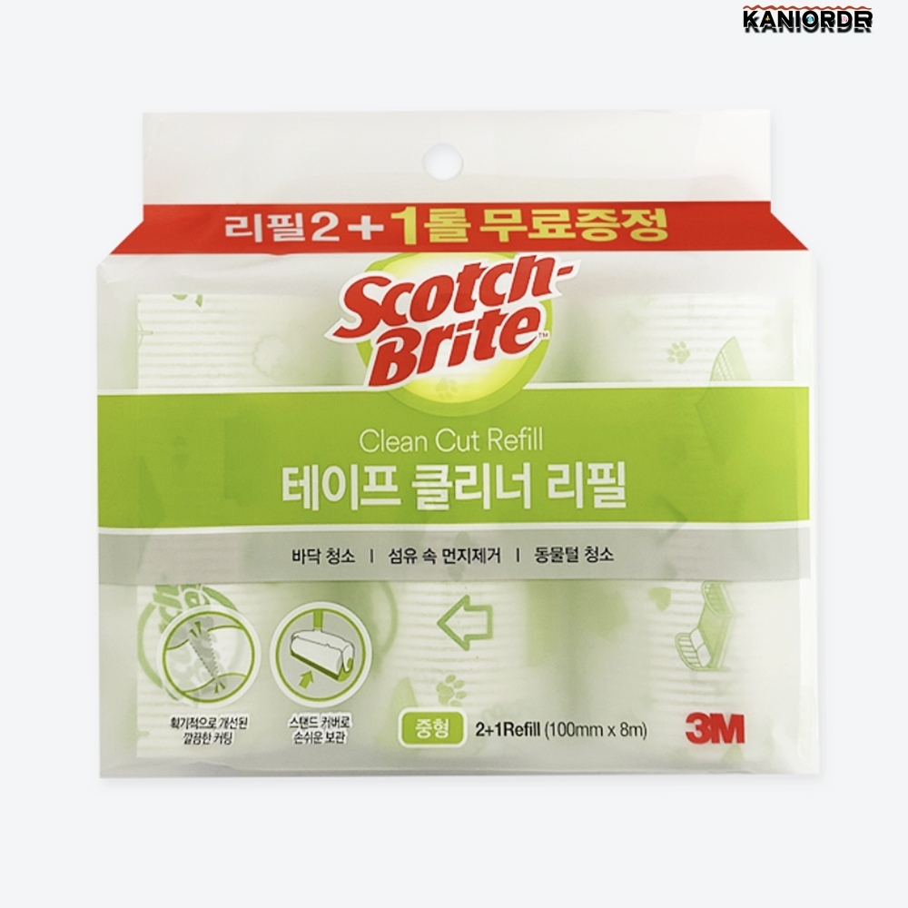 롤 테이프 리필 머리카락 청소 고양이 털 제거 침대 청소 3개 중형 - 상품 이미지