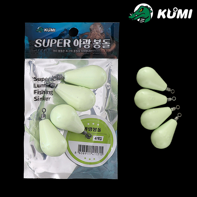 쿠미 슈퍼 야광 봉돌 축광 물방울 도래 묶음팩 문어 갑오징어 주꾸미 8호, 5개입, 1개 - 상세 이미지 4