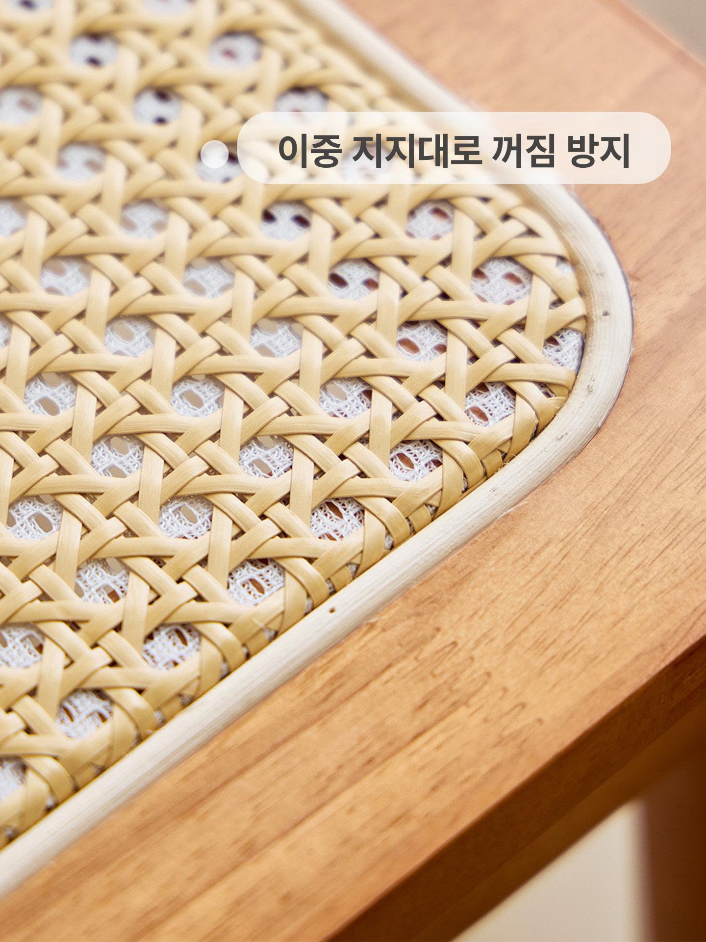 라탄 스툴 인테리어 낮은 등나무 원목 카페 거실 현관 간이 의자 사각형 - 상세 이미지 3