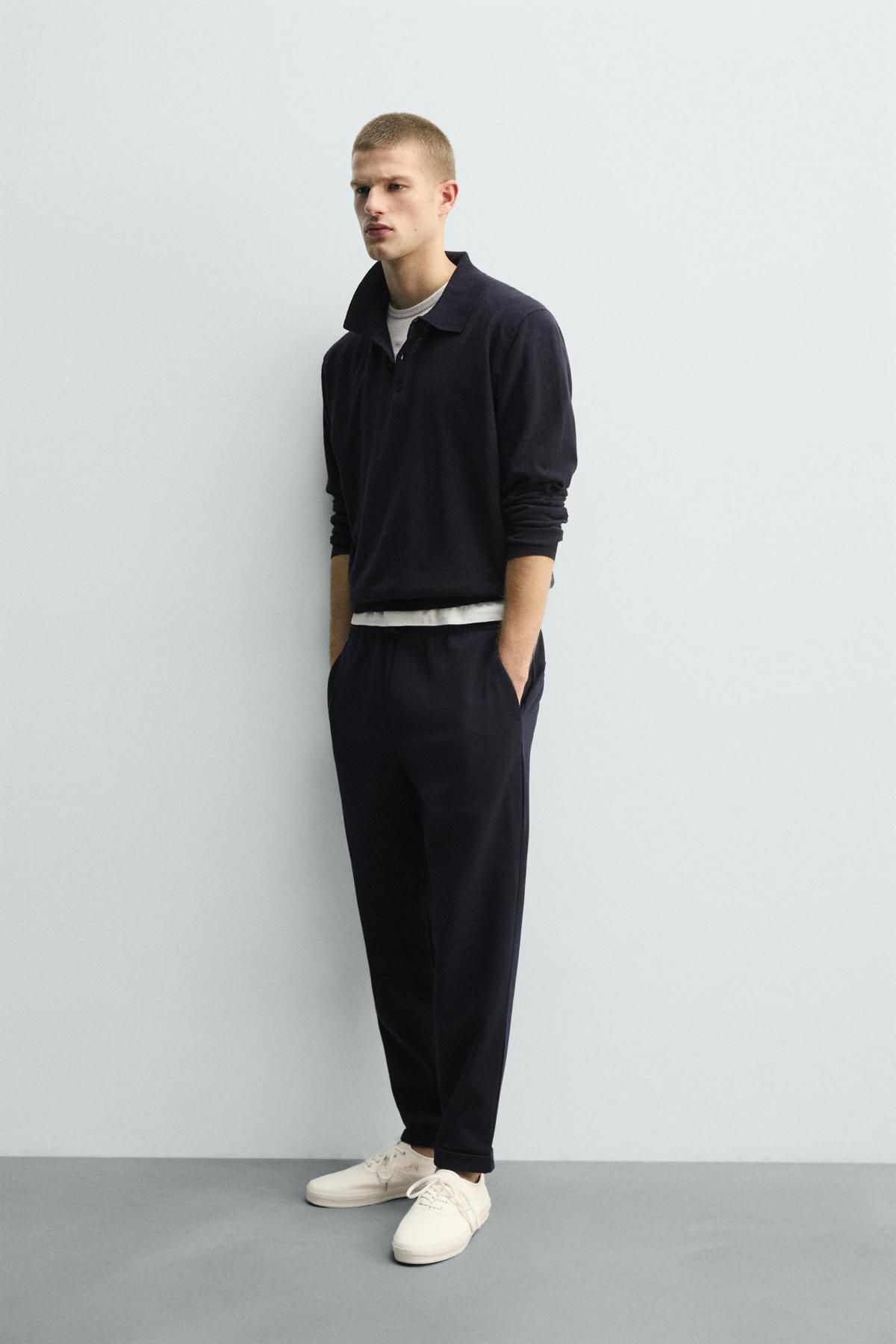 자라 테크니컬 논아이론 조거 웨이스트 팬츠 0347/890 NAVY MARL - 상세 이미지 4