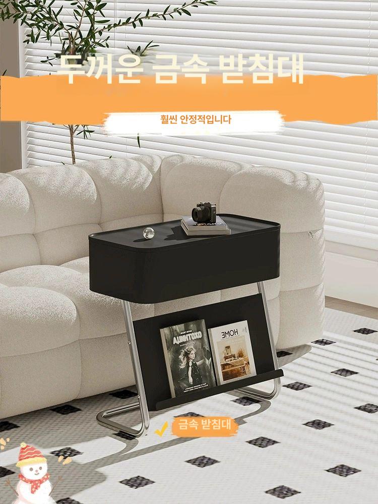 슬림 사이드테이블 좁은 탁자 홈바 창가 소파 틈새 협탁 간이 블랙 - 상세 이미지 3