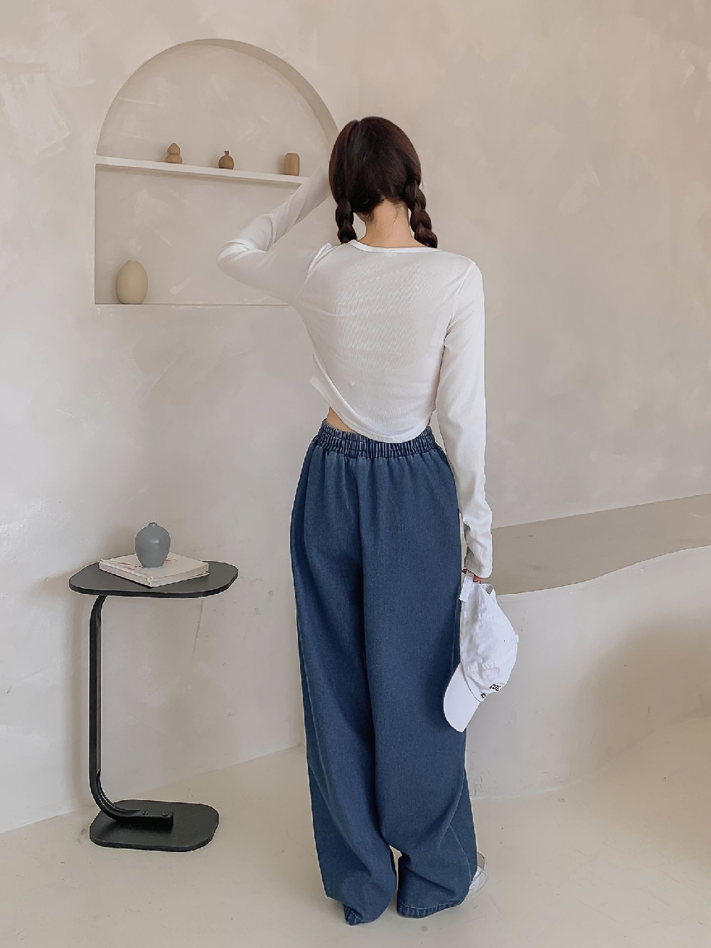 고무줄청바지 와이드청바지 여성 밴딩 빅사이즈 하비 데님 팬츠 이미지 7