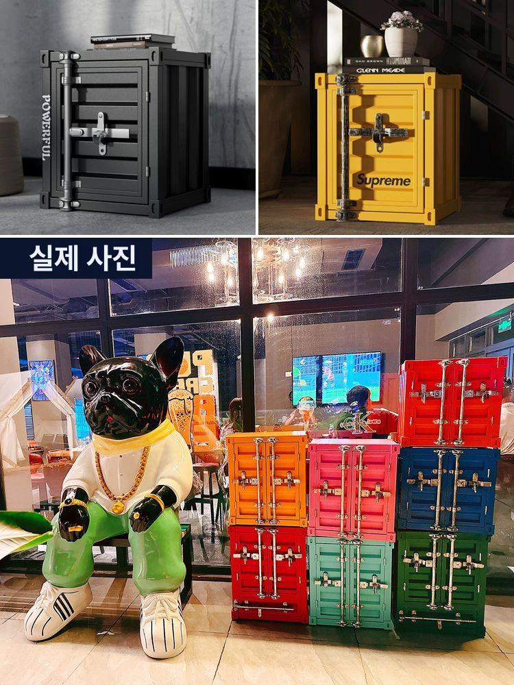 캐비닛 빈티지 철제캐비넷 소형락커 감성 컨테이너디자인 2140 레드—길이 40 높이 50cm - 상세 이미지 2