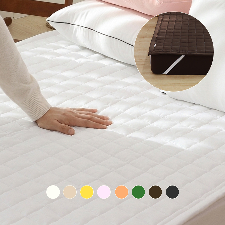 푹신한 고정밴드 먼지없는 알러지케어 누빔 침대패드 화이트 SS D SLK K