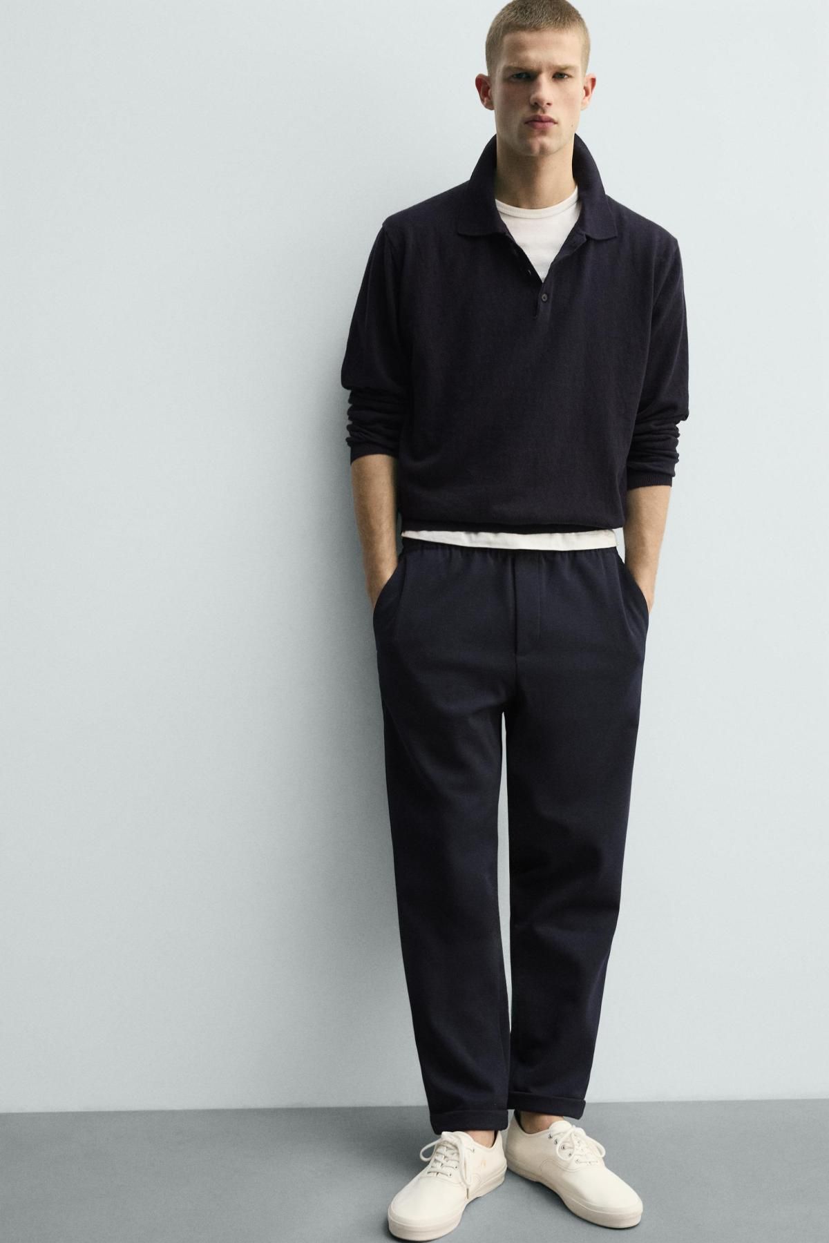 자라 테크니컬 논아이론 조거 웨이스트 팬츠 0347/890 NAVY MARL - 상세 이미지 5