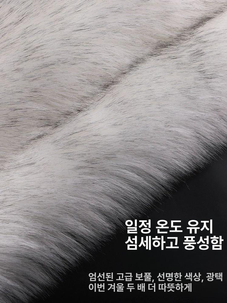 차량용 털방석 겨울 보온 쿠션 양모 극세사 롱테일 카시트 화이트 퍼 블랙 포인티드 요추베개싱글시트 - 상세 이미지 3