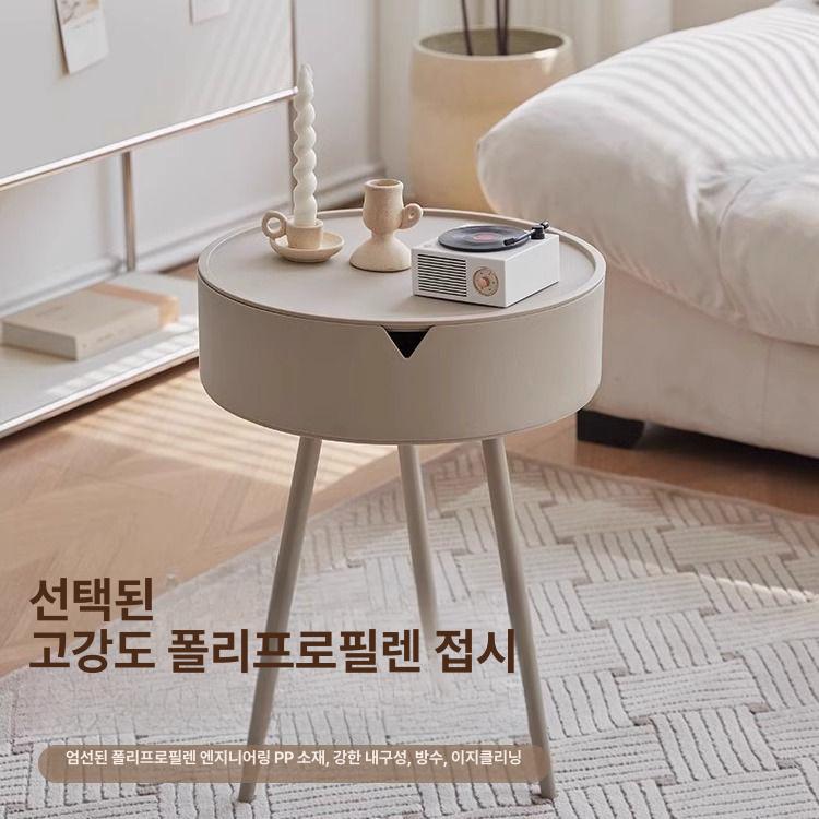 원형 사이드테이블 미니 사무실 선반 소파 틈새 협탁 가정용 컴팩트 - 상세 이미지 3