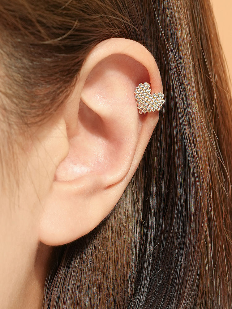 [0.8mm]14K 인터널 픽셀 하트 라블렛 피어싱 귀걸이 이미지 6
