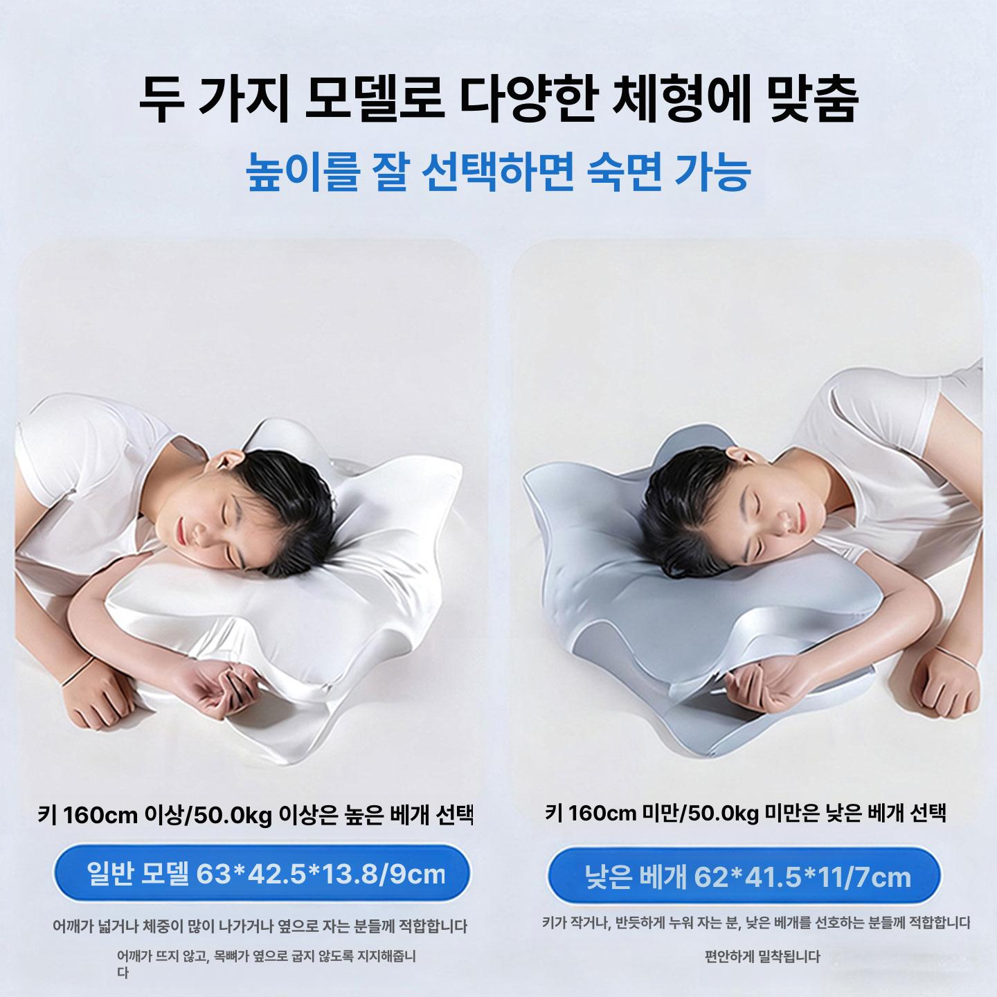 수면용 데릴라 에르고 베개 메모리 목 인체공학적 측면 목베개 경추 스카이블루 여성을 윤곽 - 상세 이미지 4