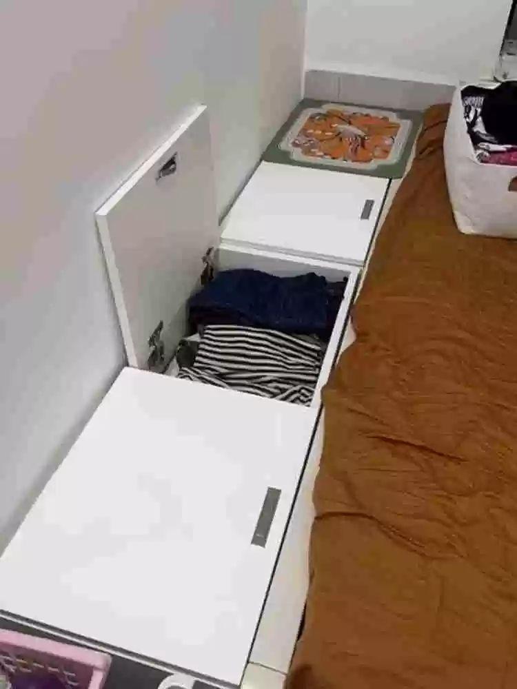 침대 틈새 수납장 위로여는 좁은 슬림 테이블 우드 도어 사이드 머리맡 열리는 - 상세 이미지 5