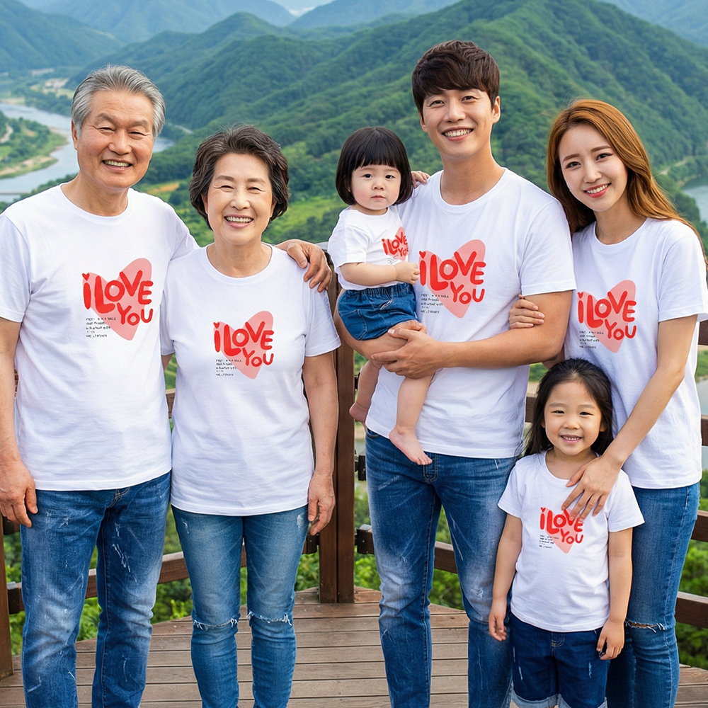 몽피마피 러뷰 가족티 패밀리룩 돌촬영 여행 사진의상 반팔 맨투맨 - 상세 이미지 2