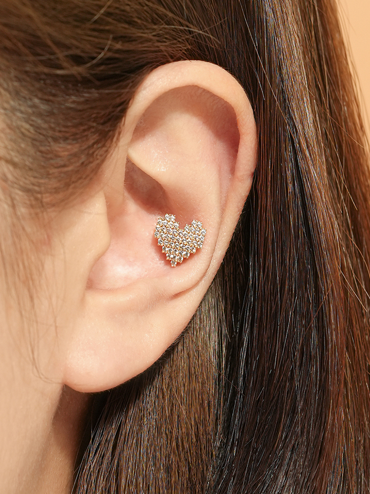 [0.8mm]14K 인터널 픽셀 하트 라블렛 피어싱 귀걸이 이미지 7