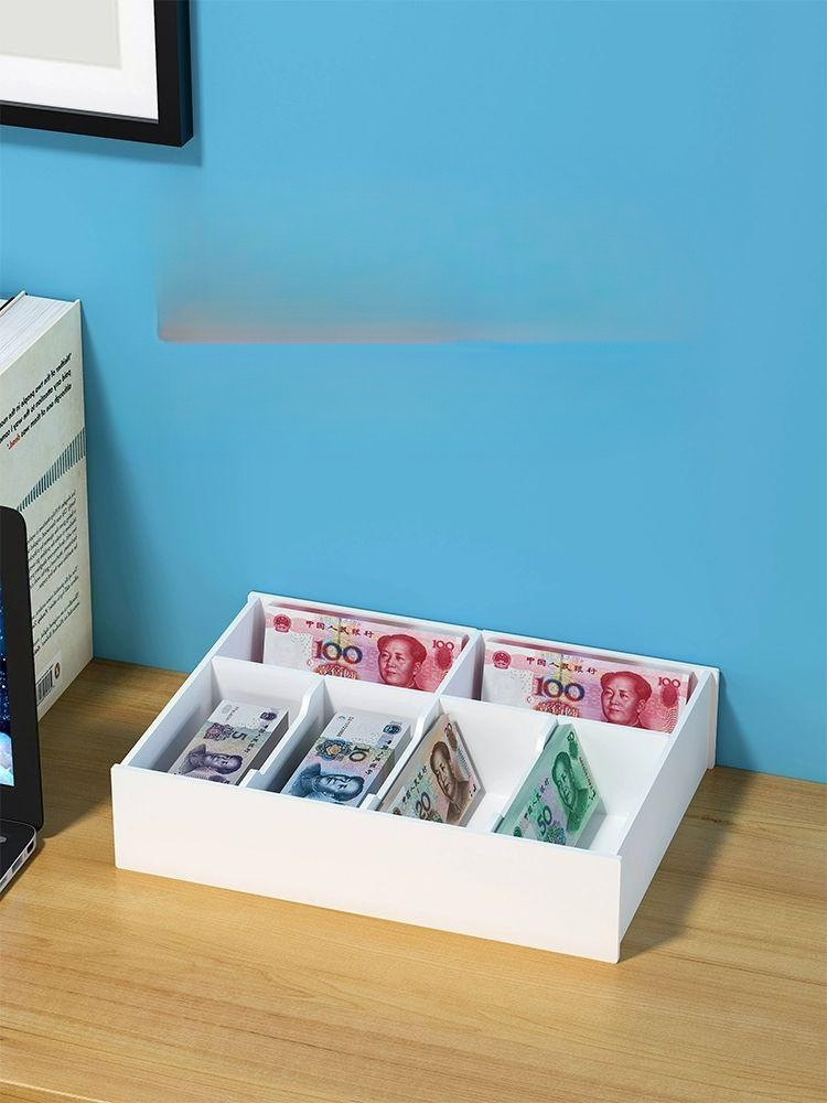 현금 보관함 캐쉬박스 비밀 서랍 미니금고 현금서랍 캐셔 가로형 동전함 6칸 - 상품 이미지