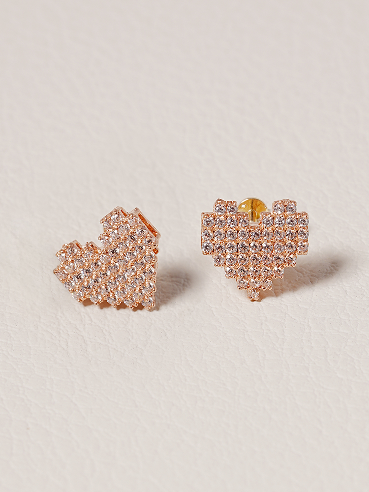 [0.8mm]14K 인터널 픽셀 하트 라블렛 피어싱 귀걸이 - 상품 이미지