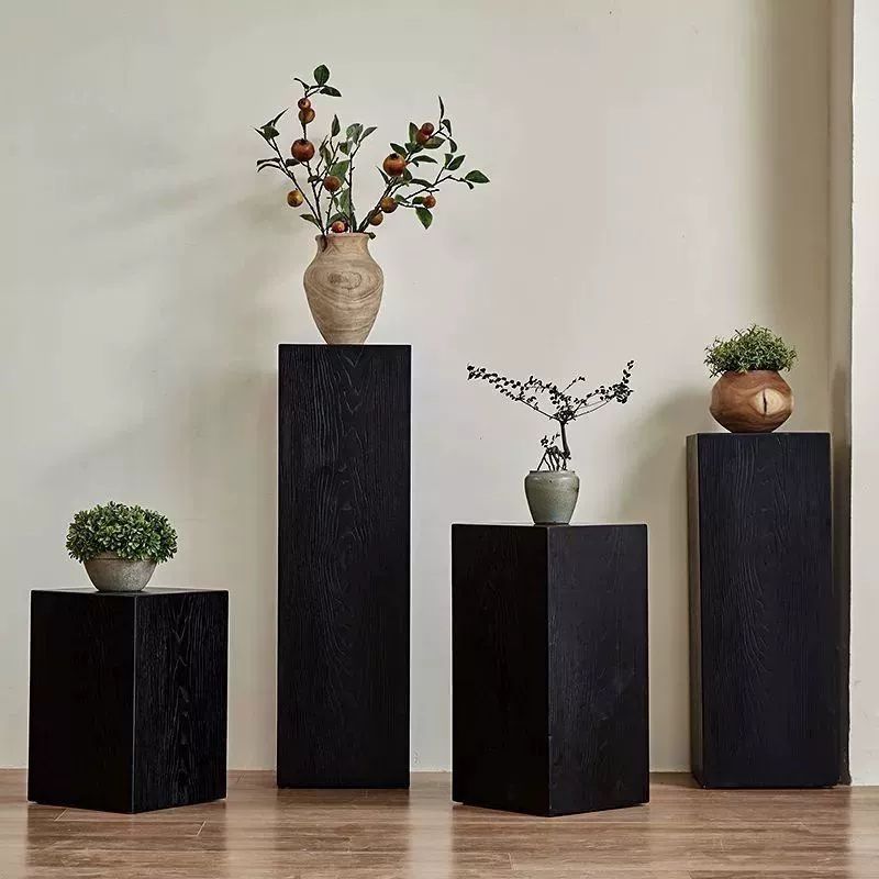 통나무 스툴 의자 소품 카페 사각 매장 선반 전시대 월넛 30x30x30 빈 - 상세 이미지 2