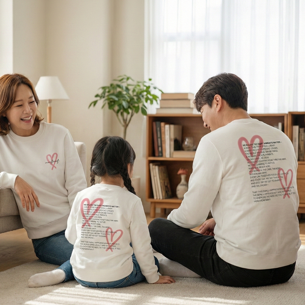 몽피마피 러브레터 가족티 패밀리룩 돌촬영 여행 사진의상 반팔 맨투맨 이미지 6
