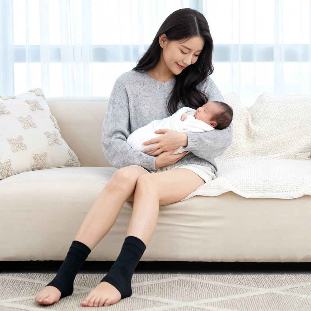 닥터코어런 블랙 베이비랩 출산발목보호대 산모 임산부 산후 얇은 아대 1쌍 - 상품 이미지