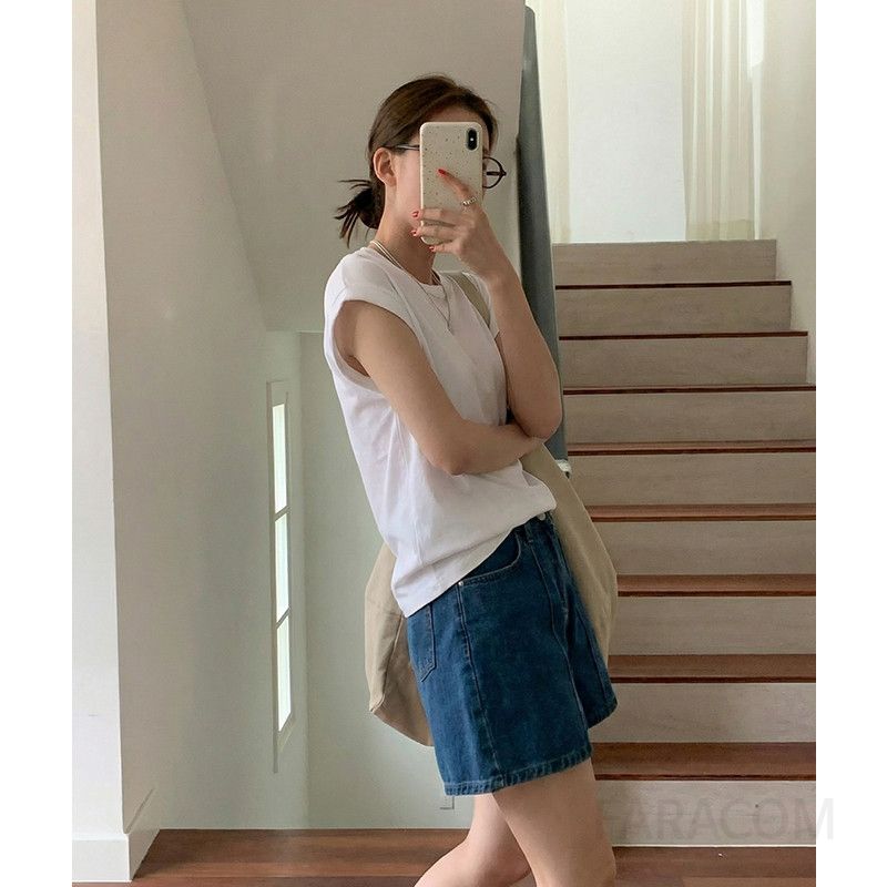 여성 데일리 오피스룩 코튼 스판 캡소매 라운드넥 무지 반팔 티셔츠 출근룩 심플 캐주얼 기본 반팔티 루즈핏 - 상세 이미지 5