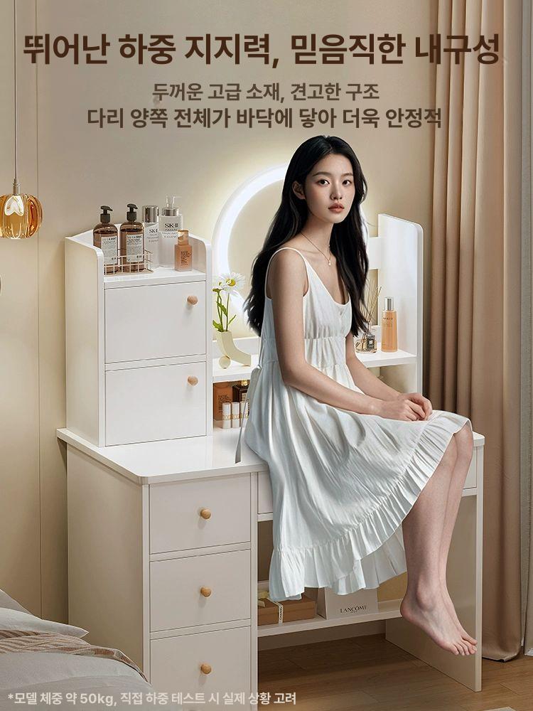 좁고긴 창가 테이블 2단 슬림 책상 간이 폭좁은 심플형 1서랍 1단 캐비닛+페어리체어 60cm 조립형 - 상세 이미지 5