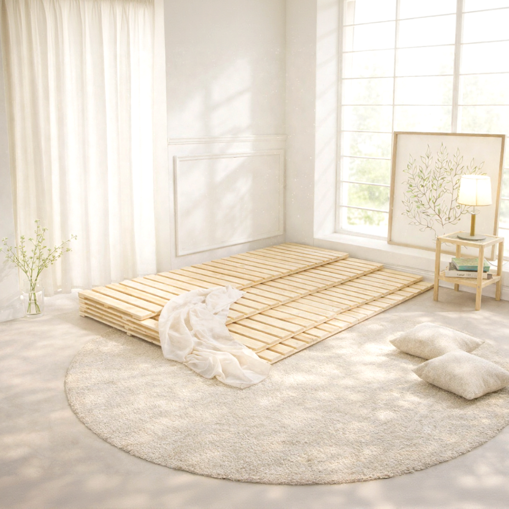 루체 4단 접이식 원목 매트리스 깔판 받침대 저상형 패밀리 싱글