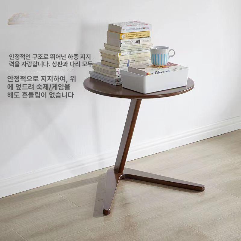 틈새 테이블 사이드 보조 우드 월넛 원형 간이 거실 협탁 미니 책상 - 상세 이미지 5