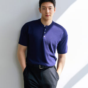 어깨넓어보이는 헨리넥 카라 니트 티 남자 머슬핏 반팔 착용 후기 | 사이즈/핏 총정리 - 상품 이미지 2