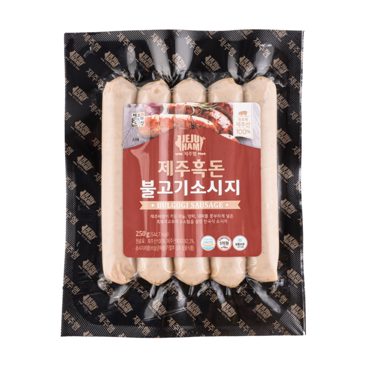 제주햄 아질산나트륨 무첨가 제주흑돼지 소시지 불고기, 250g, 5개 - 상품 이미지