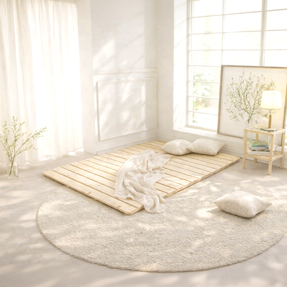 루체 4단 접이식 원목 매트리스 깔판 받침대 저상형 패밀리 싱글