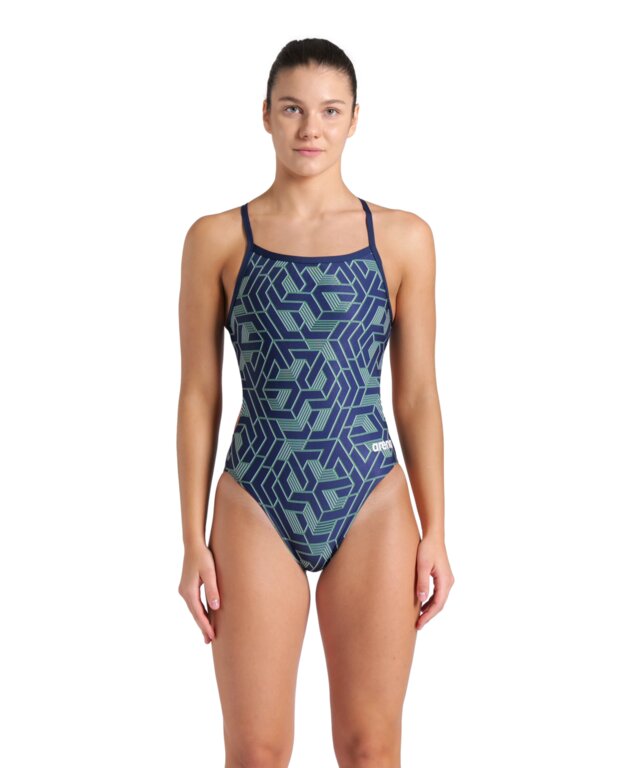 아레나 여성 이스케이프 챌린지백 원피스 수영복 Navy/Blue Green, 28 - 상품 이미지