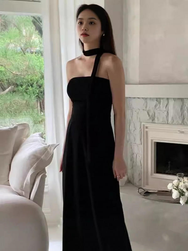 웨딩촬영 블랙드레스 셀프웨딩 튜브탑 스냅촬영 롱드레스 - 상세 이미지 5