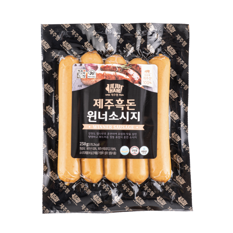 제주햄 아질산나트륨 무첨가 제주흑돼지 소시지 윈너, 250g, 10개 - 상품 이미지