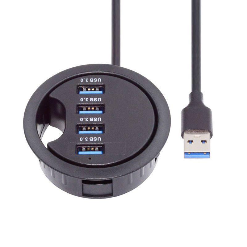 C타입 멀티 포트 빌트인 공간활용 사무실 업무용 블랙HUB01 4 USB - 상품 이미지