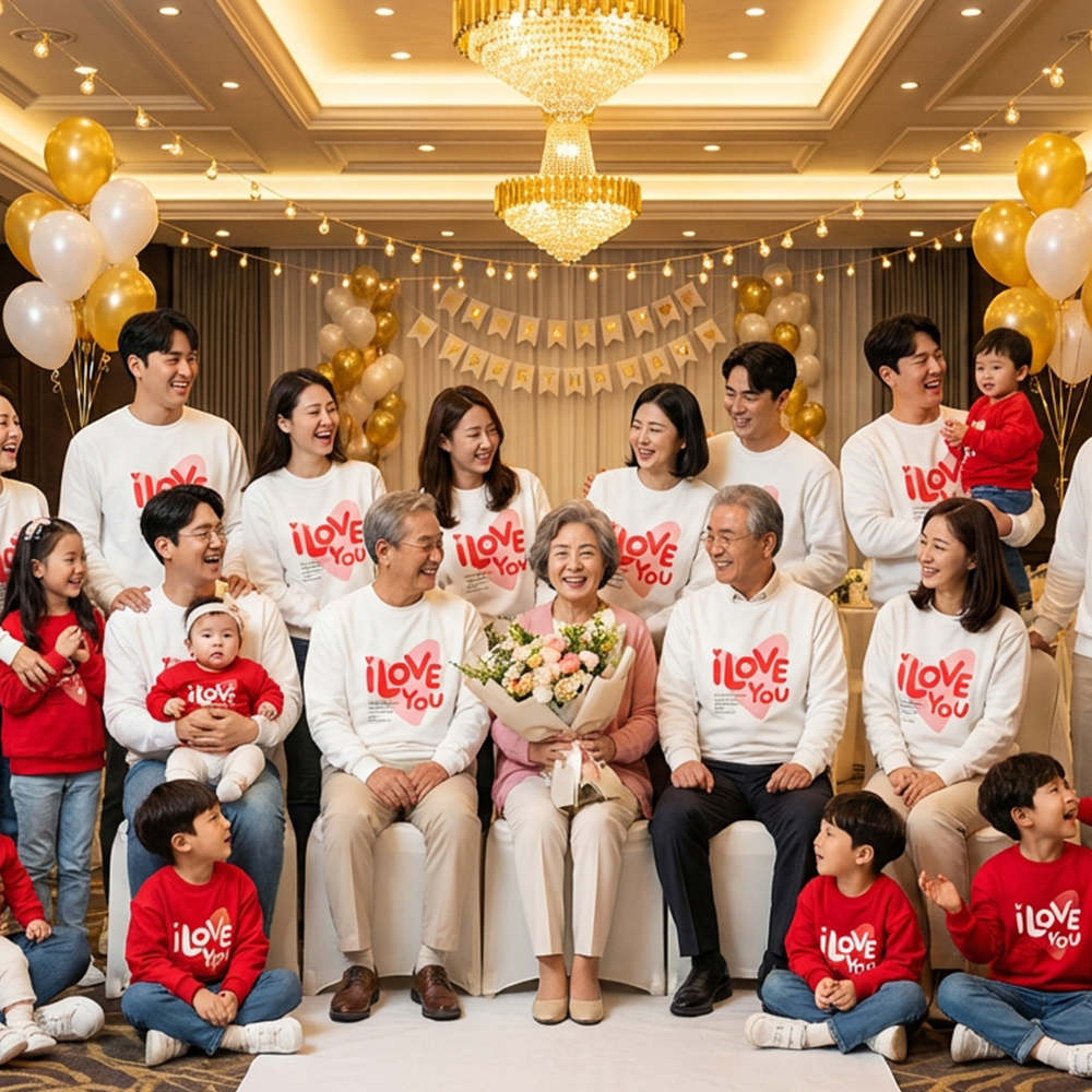 몽피마피 러뷰 가족티 패밀리룩 돌촬영 여행 사진의상 반팔 맨투맨 - 상세 이미지 5