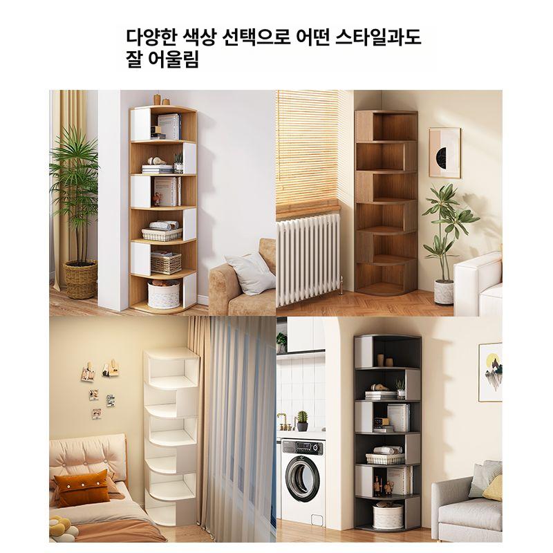 공간활용 코너장 틈새 진열장 모서리 랙 수납 책장 인테리어 선반 다목적 가구 - 상세 이미지 4