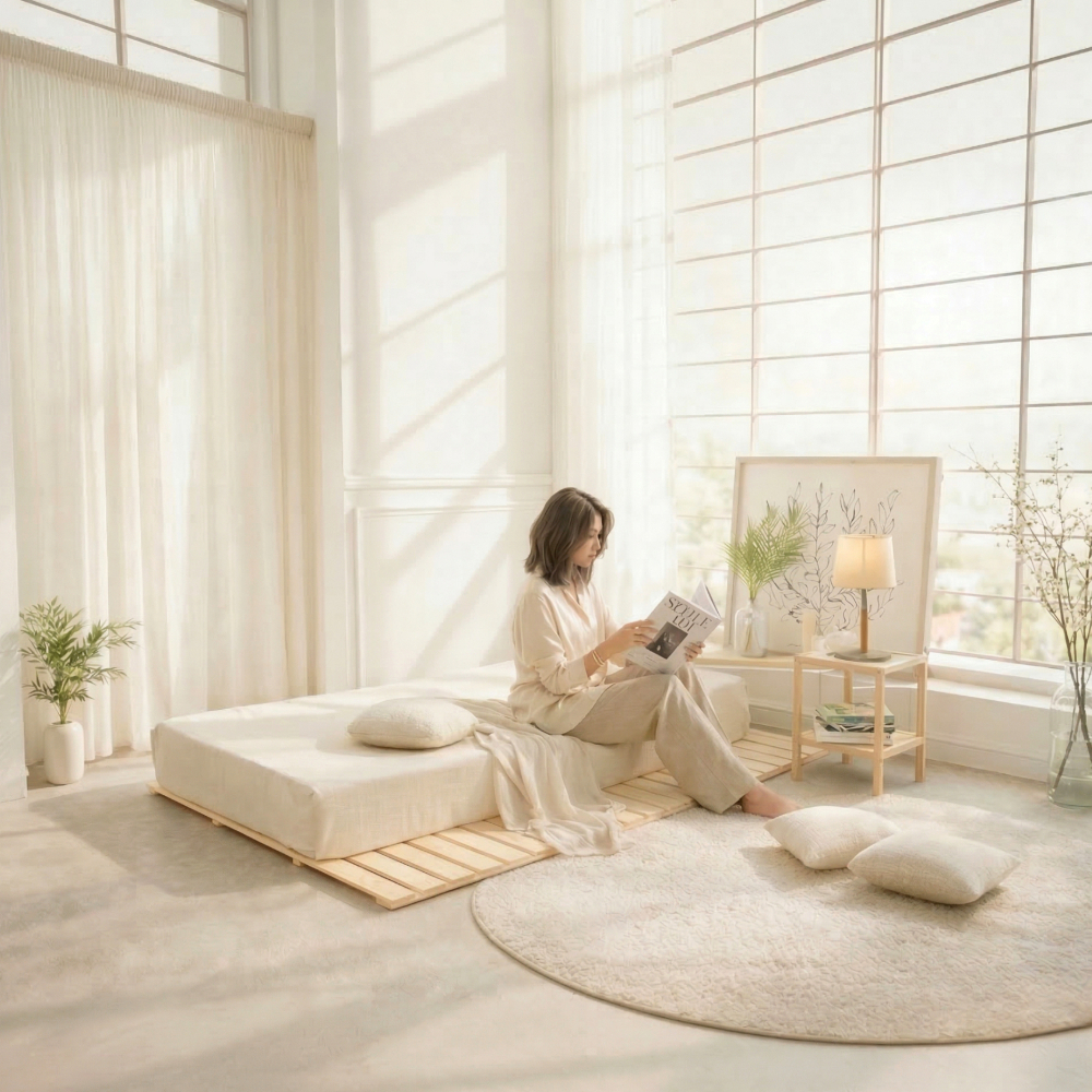 루체 4단 접이식 원목 매트리스 깔판 받침대 저상형 패밀리 싱글