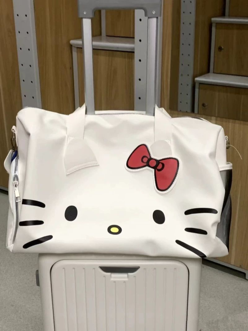헬로 키티 여행 가방 화이트 보스턴백 숄더백 대용량 수납 캐리어 적재 공항 비행기 체크인 화이트 - 상품 이미지