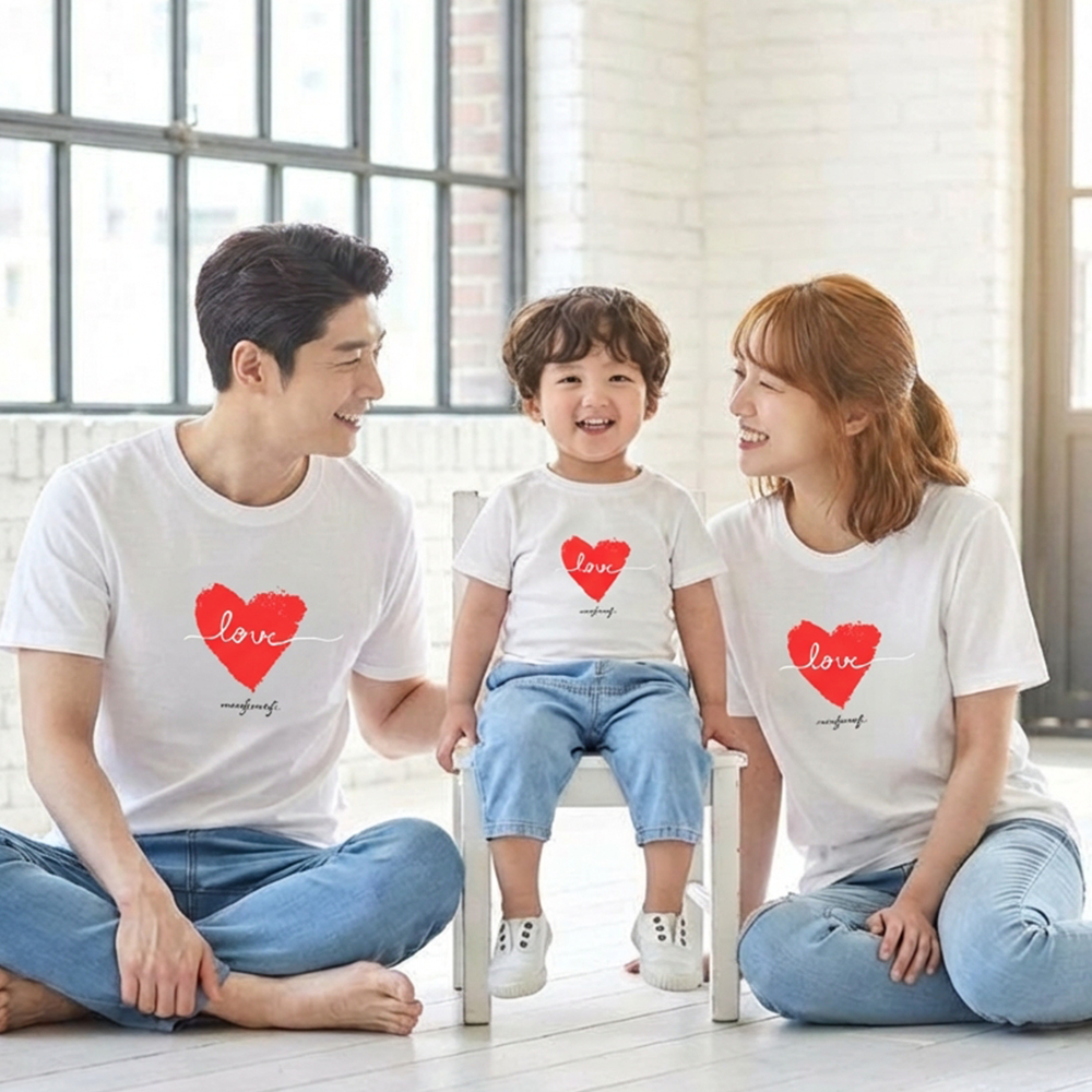몽피마피 스케치하트 가족티 패밀리룩 돌촬영 여행 사진의상 반팔 맨투맨 이미지 6