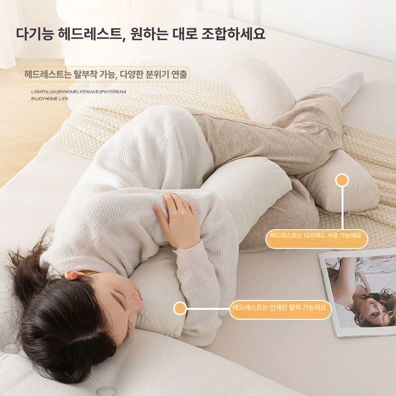 침대 쿠션 삼각 베개 대형 바디필로우 고탄성 패브릭 베이지화이트 1.2m 120x50x20cm 1개 - 상세 이미지 4