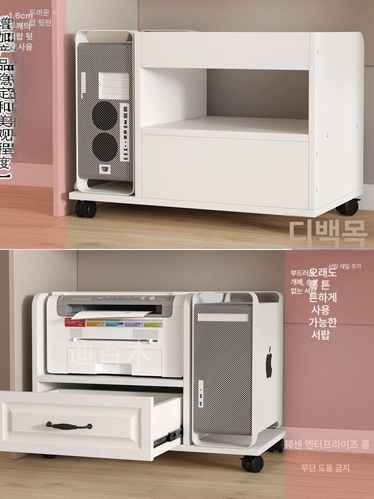 이동식 프린터대 테이블 수납 거치대 선반 책상 기계용 호두색 캐스터 - 상세 이미지 5