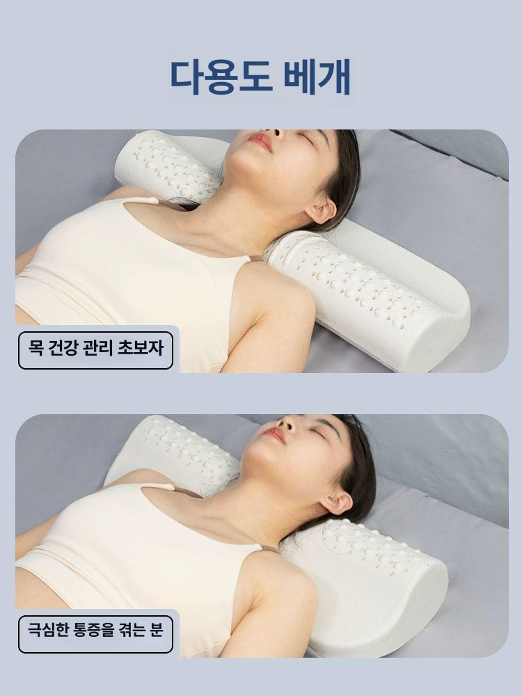 경추 베개 원통형 척추 견인 특수 물방울 보호 수면 목 낮은 (연회색 직물 커버 포함) - 상세 이미지 5