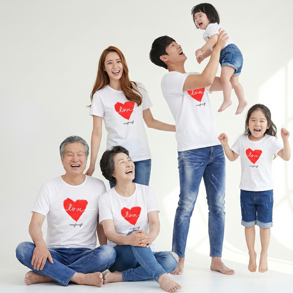 몽피마피 스케치하트 가족티 패밀리룩 돌촬영 여행 사진의상 반팔 맨투맨 이미지 7