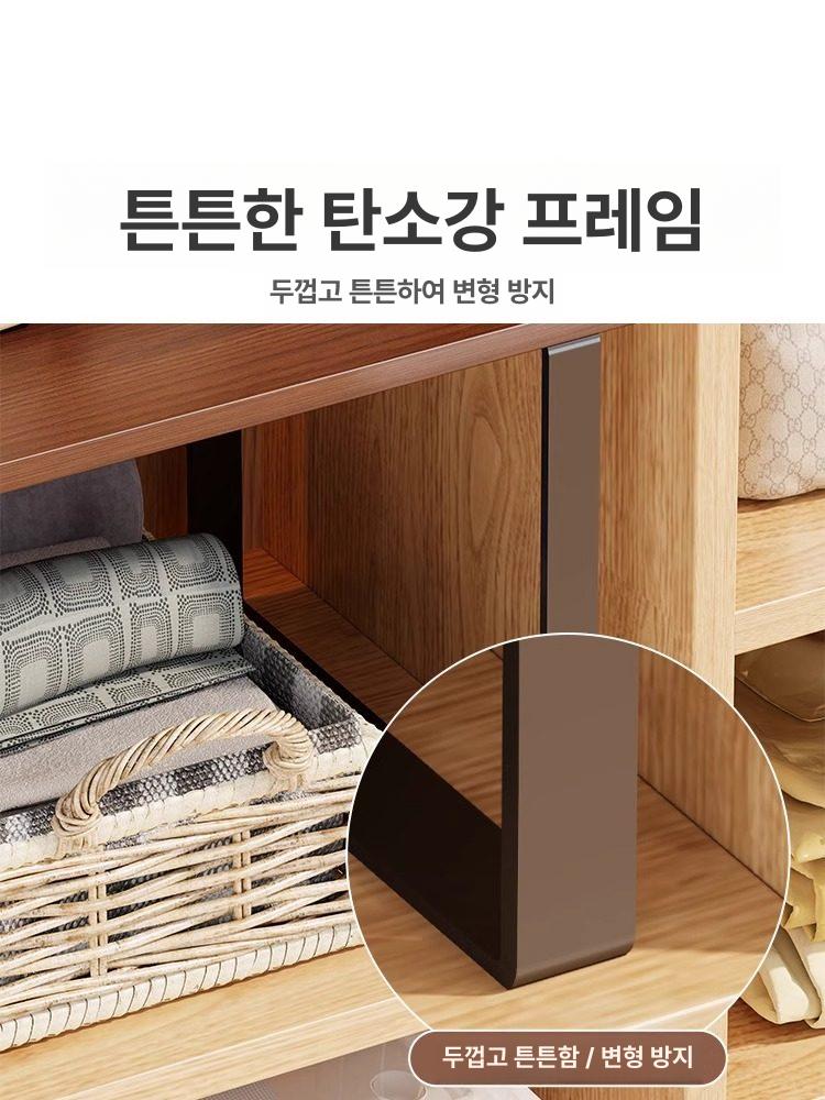 다용도실 ㄷ선반 진열장 미니 블랙 우드 펜트리 프레임 수납랙 다층 티크 카페 키친 - 상세 이미지 4