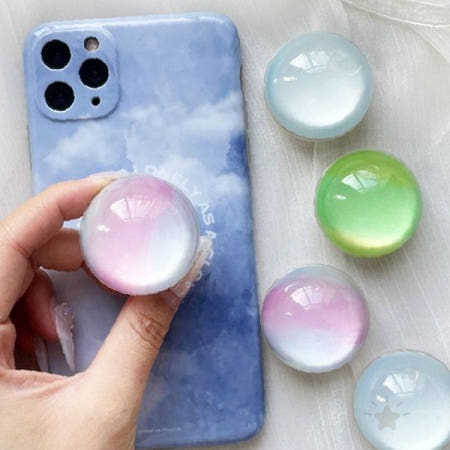 투명 구형 레진 스마트톡 휴대폰 거치대 물방울 디자인 핸드폰 탁상 스탠드