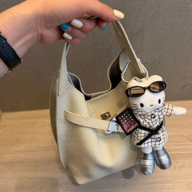 소가죽 여성용 토트백 크로스백 숄더 겸용 버킷백 출퇴근 가벼운 가죽 - 상세 이미지 3