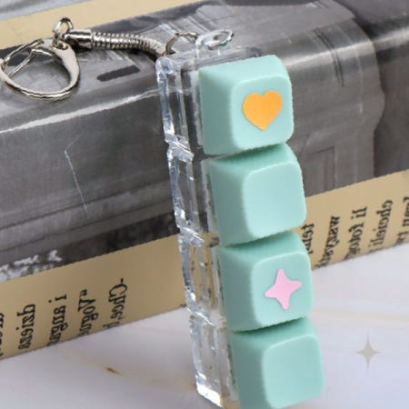 기계식 키보드 감성 미니 키캡 장식 키링 가방고리 민트 파스텔 하트 이모티콘