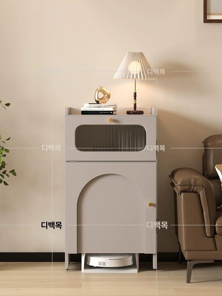 틈새 수납장 로봇청소기 사이드랙 거실 협탁 보관함 정리 선반 캐비닛 - 상세 이미지 3