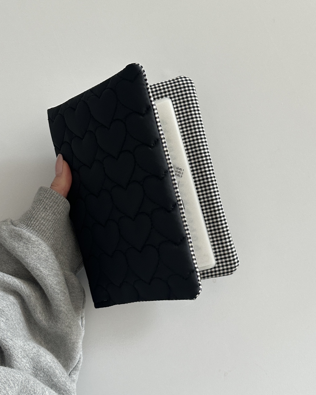 블랙 하트 블랙 체크 북커버 다이어리커버 A6